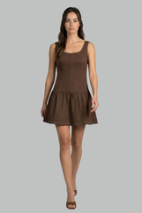 Sloane Contrast-Stitch Drop Waist Dress