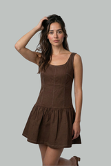 Sloane Contrast-Stitch Drop Waist Dress