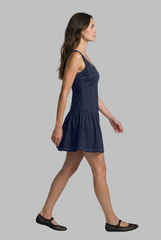 Sloane Contrast-Stitch Drop Waist Dress