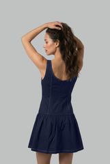 Sloane Contrast-Stitch Drop Waist Dress