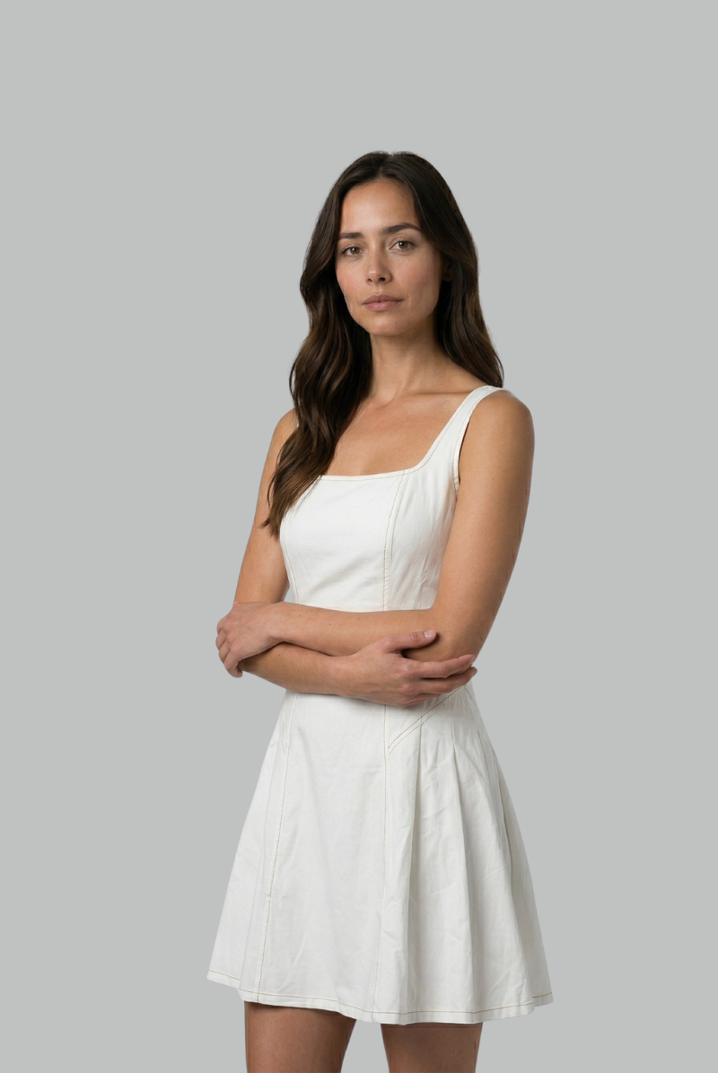 Lyra Contrast Stitch Mini Dress