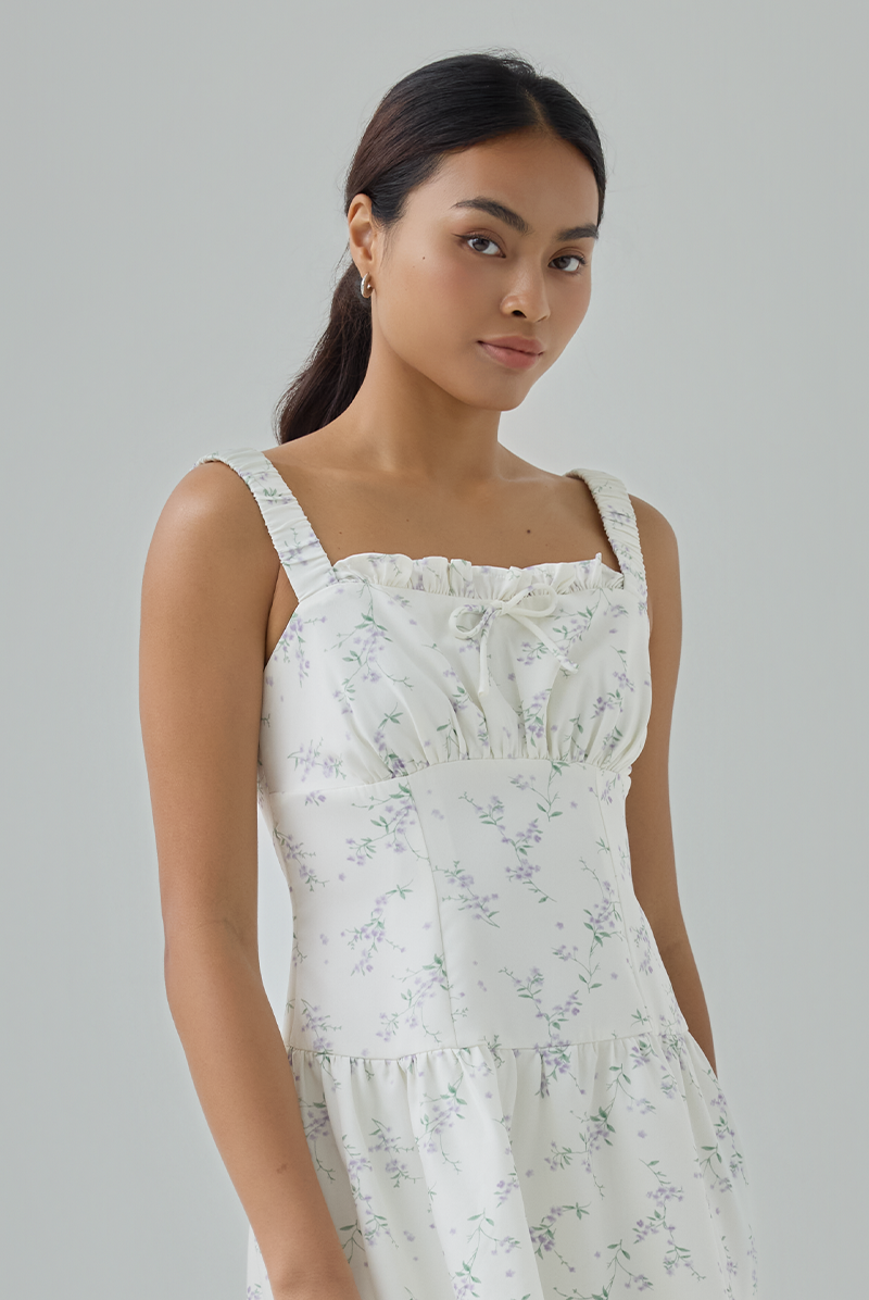 Kasey Floral Elastic Straps Mini Dress