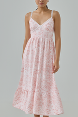 Inez Padded Abstract Watercolour Print Midi Dress