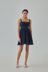 Valen Padded Heart Print Mini Dress