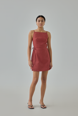 Eymie Square Neck Wrap Mini Dress