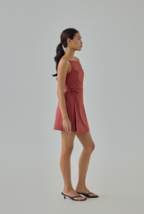 Eymie Square Neck Wrap Mini Dress