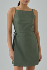 Eymie Square Neck Wrap Mini Dress