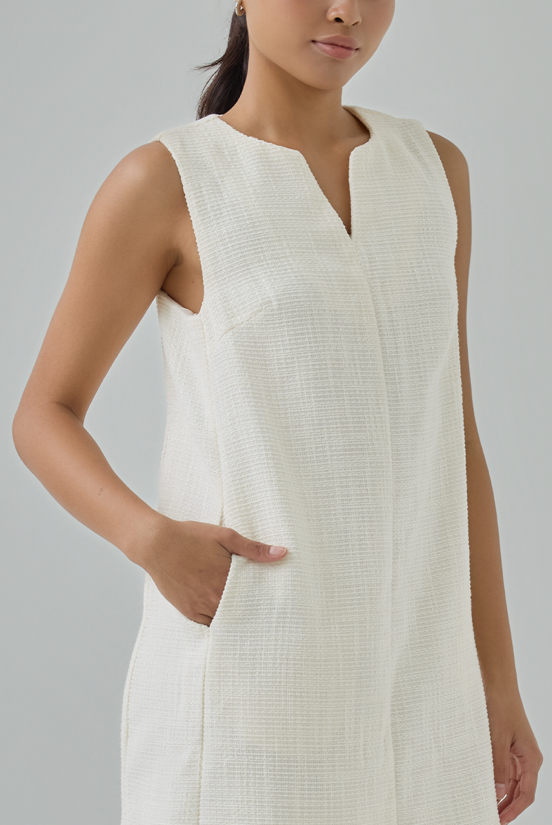 Vivienne Split Crew Neck Tweed Mini Dress