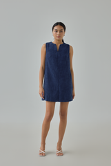 Vivienne Split Crew Neck Tweed Mini Dress