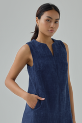 Vivienne Split Crew Neck Tweed Mini Dress