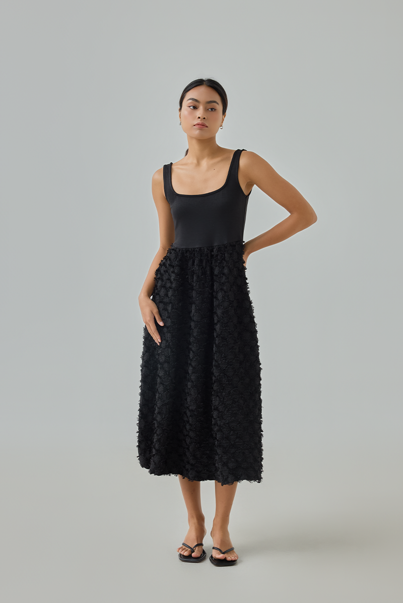 Amara Fringe-Textured Midi Dress