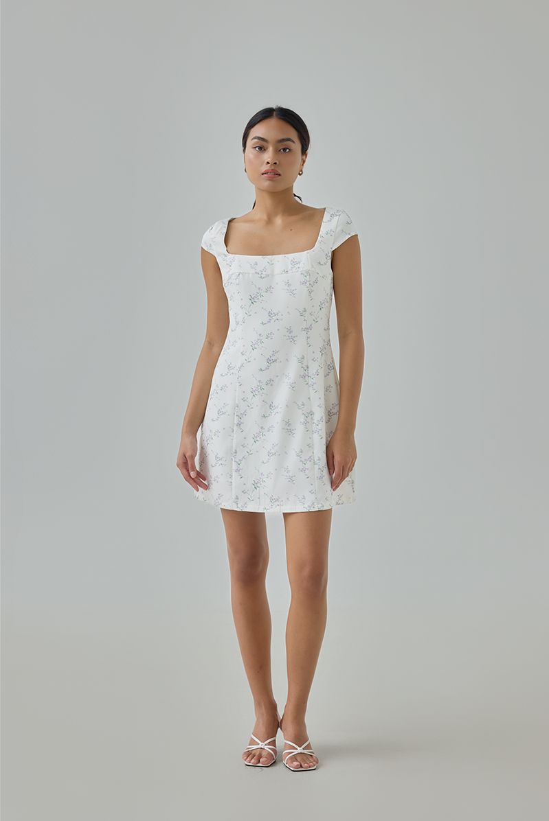Kasey Floral Cap Sleeves Mini Dress