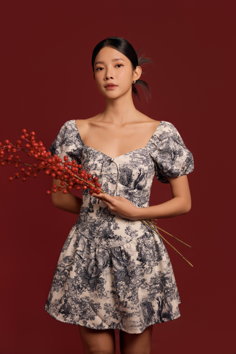 Charlotte Toile Print Mini Dress