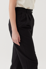 Pleated Front Straight Cut Pants In Black