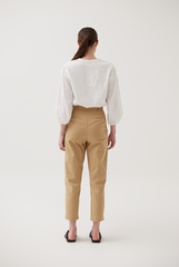 Pleated Front Straight Cut Pants In Khaki