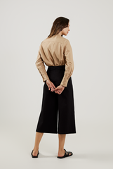 Cropped Wide Leg Pants in Black
