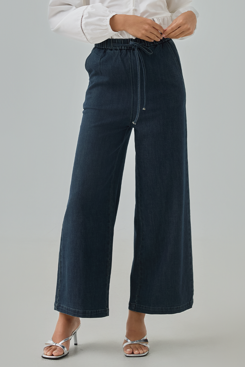 Elasticated Wide Leg Jeans