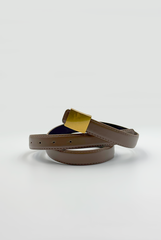 Gold Square Buckle Leather Belt