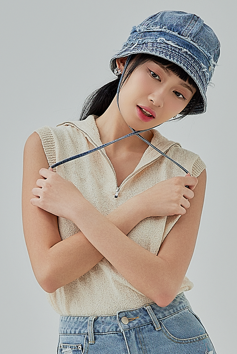Raw Edge Denim Bucket Hat