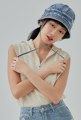 Raw Edge Denim Bucket Hat