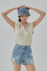 Raw Edge Denim Bucket Hat