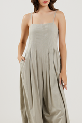 Pleated Full Length Jumpsuit in Clay