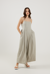 Pleated Full Length Jumpsuit in Clay 