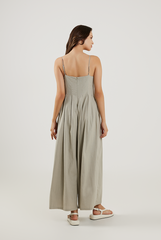 Pleated Full Length Jumpsuit in Clay
