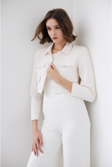 Boat Neck Jumpsuit & Tweed Jacket