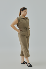 Hidden Button-Up Utility Jumpsuit