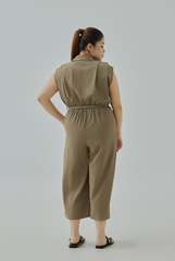 Hidden Button-Up Utility Jumpsuit