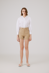 Highwaisted Cotton Shorts in Khaki