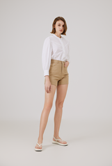 Highwaisted Cotton Shorts in Khaki