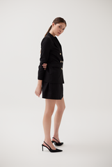 Buttoned Double-Breasted Blazer in Black 
