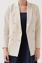 Buttoned Double-Breasted Blazer in Powder