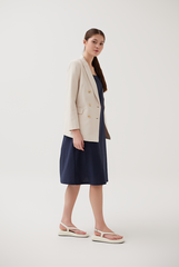 Buttoned Double-Breasted Blazer in Powder