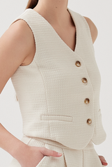 Tweed Vest in Cream