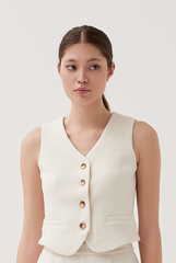 Tweed Vest in Cream