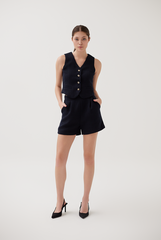 Tweed Vest in Navy Blue