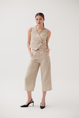 Tencel V Hem Vest in Dark Blue