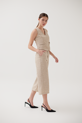 Tencel V Hem Vest in Brown