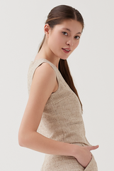 Tencel V Hem Vest in Dark Blue