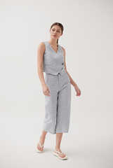Tencel V Hem Vest in Dark Blue