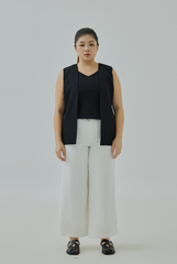 Attached Sleeveless Blazer Top