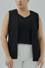 Attached Sleeveless Blazer Top