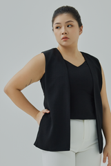 Attached Sleeveless Blazer Top