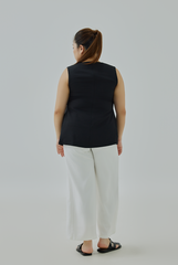 Attached Sleeveless Blazer Top