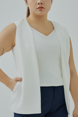 Attached Sleeveless Blazer Top
