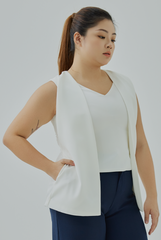 Attached Sleeveless Blazer Top