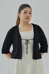 Self-Tie Ribbon Open Cardigan